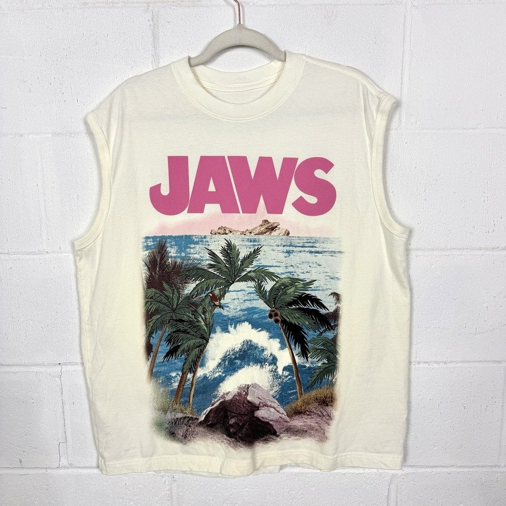 Jaws Men's Muscle Tank Top Size Large Movie Graphic Summer Casual Travel